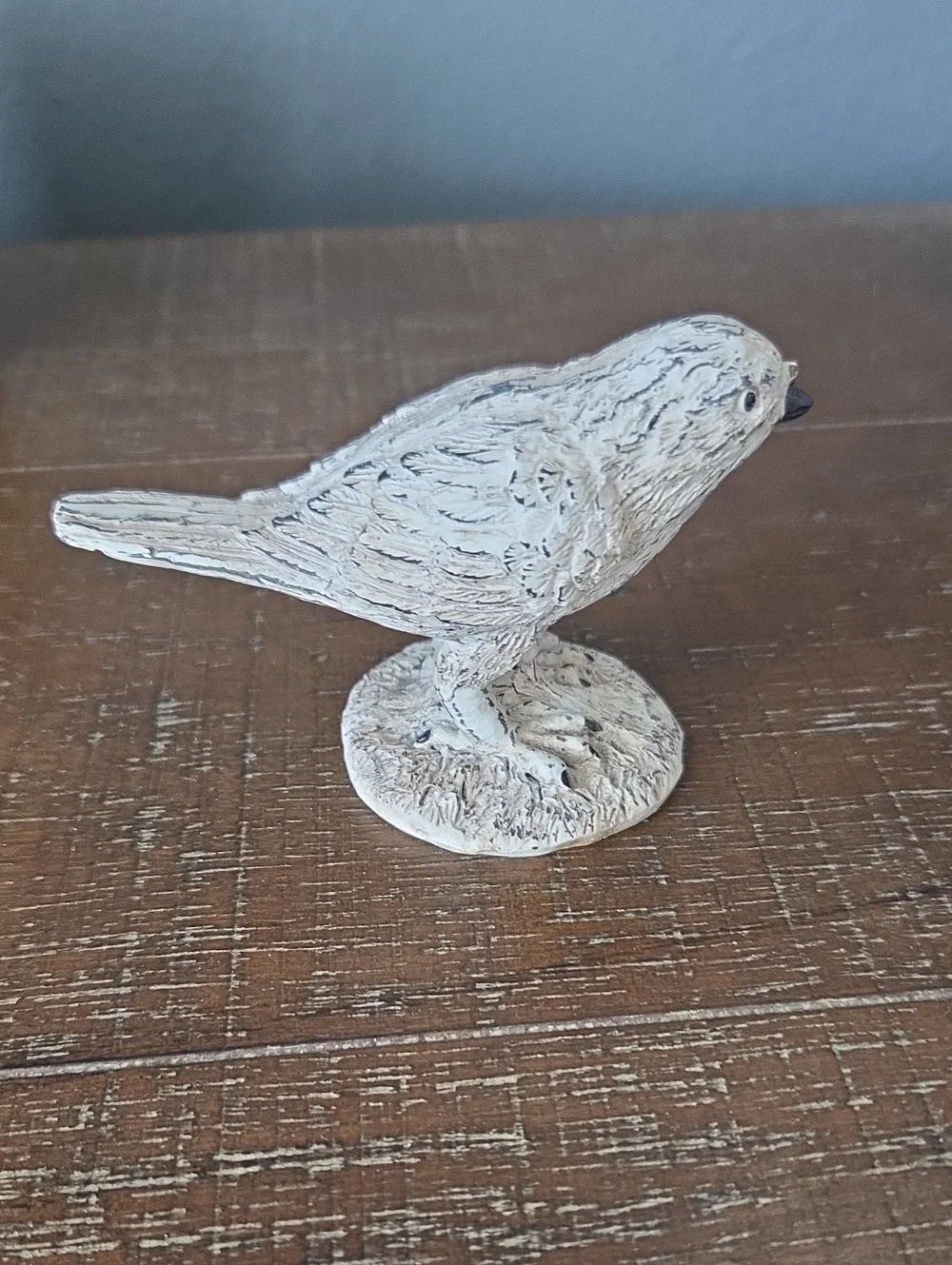 Rustic Shabby Chic White & Cream Bird Figurines Farmhouse Cottage Decor Set of 2